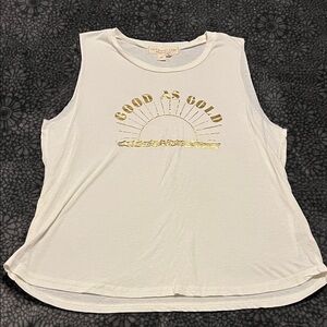 Spiritual Gangster Ivory Tee with Metallic Gold Design